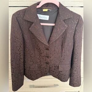 MaxMara Women's Dark Brown and black brocade Blazer- 6